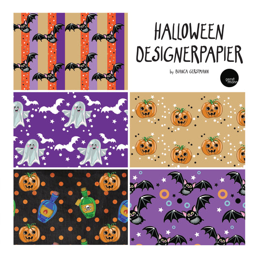 9x Halloween Designerpapier zum Ausdrucken