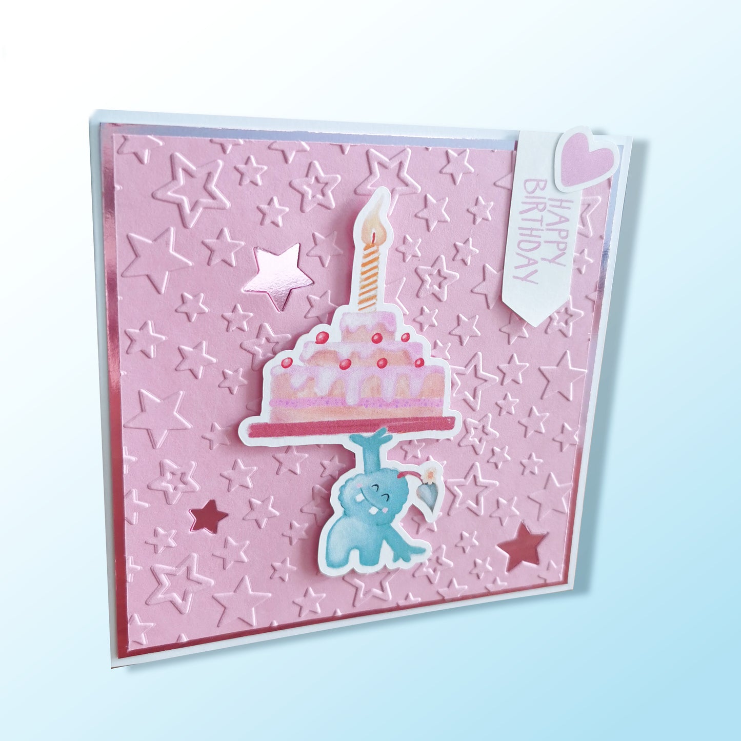 Tortenmonster Geburtstagskarte "pink" Klappkarte