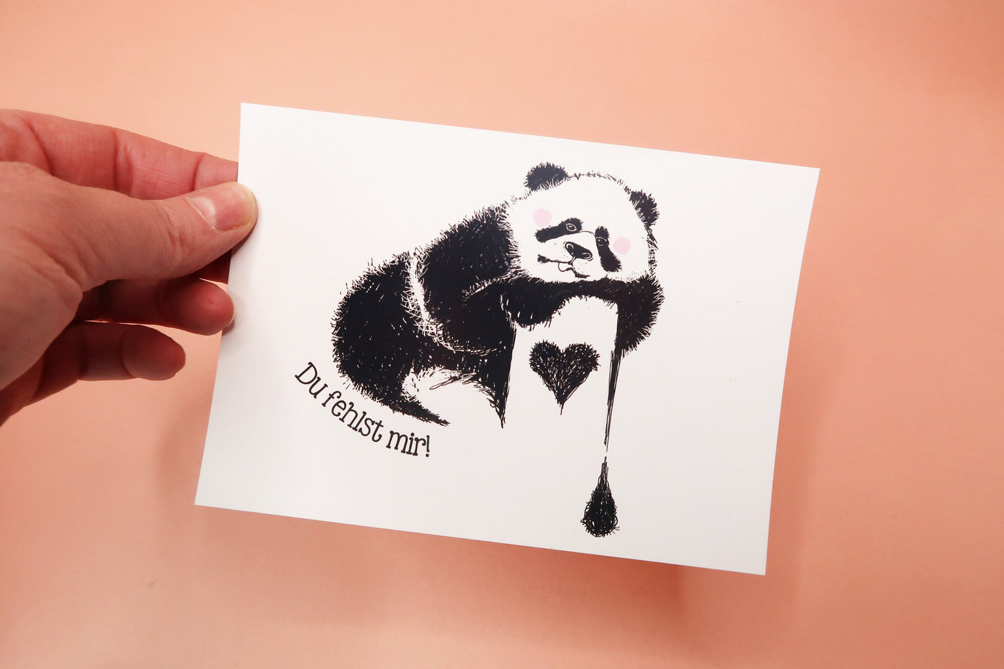 Postkarte Panda "Du fehlst mir"