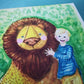 Kunstdruck auf Leinwand, Junge mit Löwe, 20x20cm