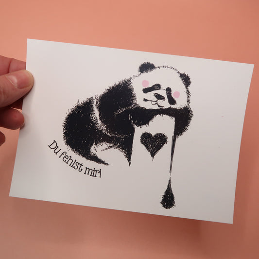 Postkarte Panda "Du fehlst mir"